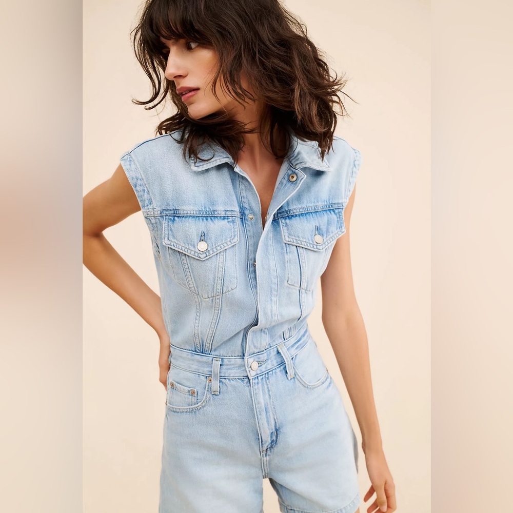 NWT Pistola szXS Lennox Denim Romper in Color-Roma ,Anthropologie - Picture 15 of 16